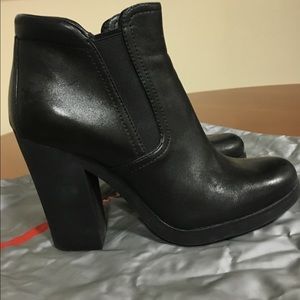 AUTHENTIC Prada Black Leather Ankle Bootie 37.5